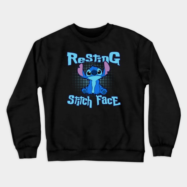 Resting Stitch Face Crewneck Sweatshirt by Alema Art